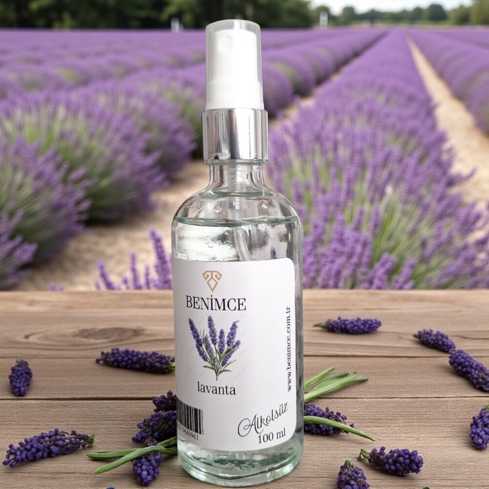 100 ml Alkolsüz Cam Şişe Metal Yüzüklü Sprey Kolonyalar – Benimce’den Özel Seri Lavanta